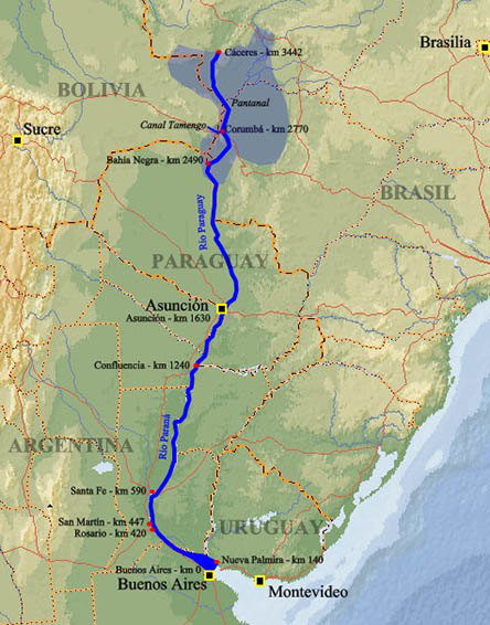 река Уругвай на карте