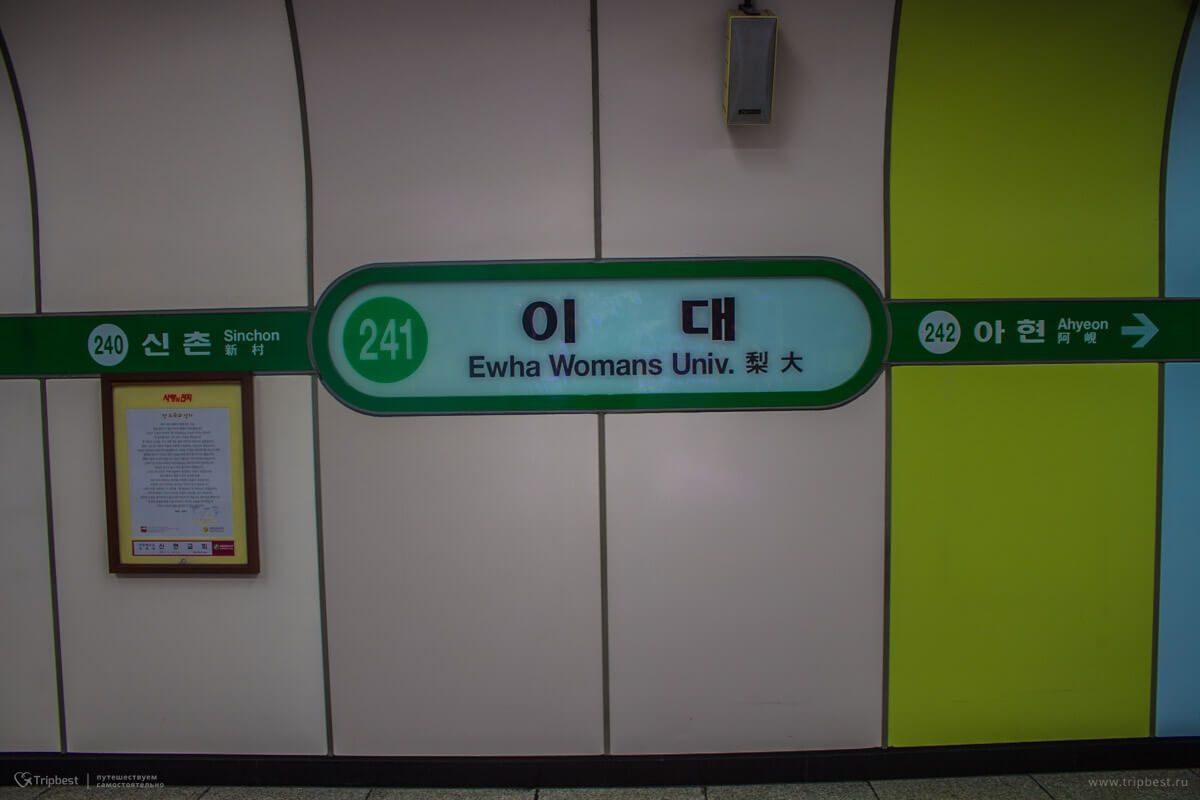 Навигация на стенах метро Сеула